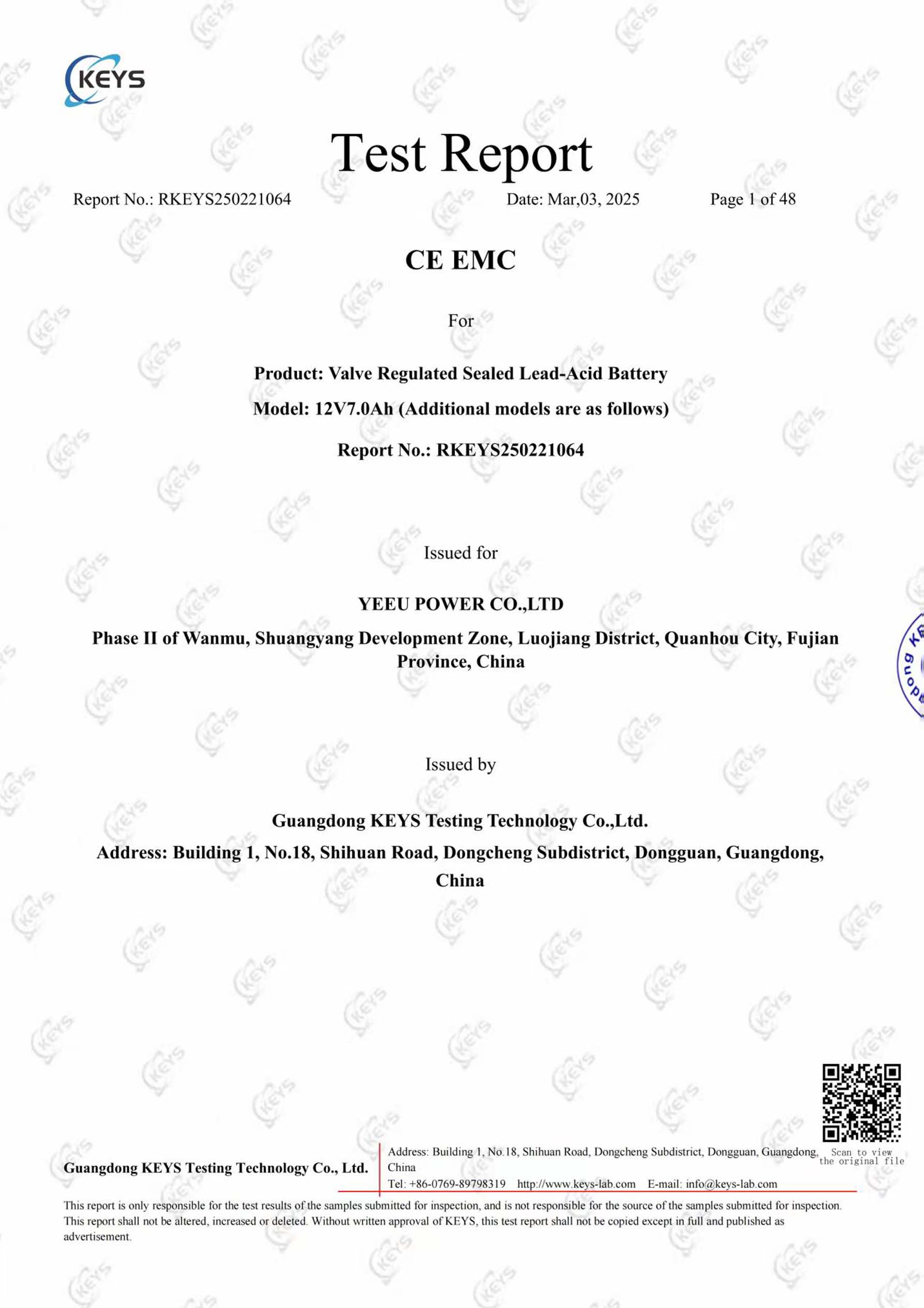 YEEU EMC TEST REPORT